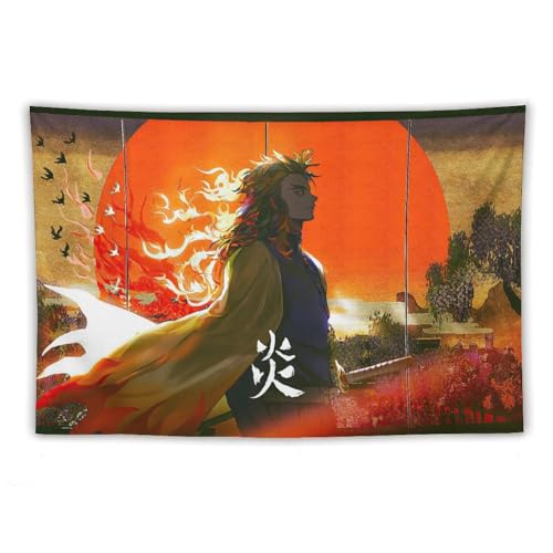 Anime Tapestry Wall Hanging Rengoku Painting Art Room Decor College Decor 40"x60"