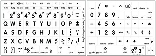 Mac English Large Lettering Keyboard Sticker Laminated Non-Transparent White!