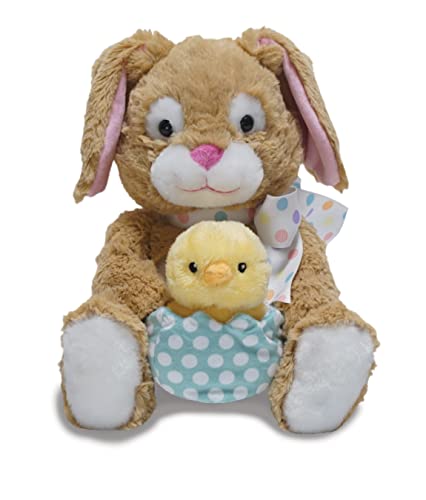 Cuddle Barn - Hip & Hop | Animated Plush Easter Bunny Interactive Stuffed Animal Toy Holding Chick in Egg Sings and Bops to Peter Cottontail