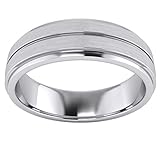 Heavy Solid Sterling Silver 6mm Unisex Wedding Band Comfort Fit Ring Brushed Raised Center Grooved Polished Sides (10)