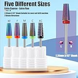 Yakamoz 5Pcs Carbide Nail Drill Bits Set, 3/32 Inch Shank Professional Nail File Drill Bits XC C M F XF Nail E File Bits Safety Efile Nail Bits for Acrylic Nails Gel Polish Manicure, 2 Way Rotate