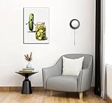 Modern Aesthetic Funny Pickle Canvas Wall Art Whimsical Fun Cucumber Watercolor Painting Picture Eclectic Wall Decor Poster Print Artwork for Kitchen Office Bedroom Home Decoration