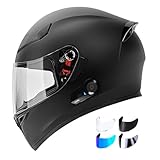 Bluetooth Motorcycle Helmet, Matte Black (Medium)