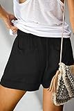 QUEEN PLUS Womens Casual Shorts for Summer Comfy Cotton Solid Color Vacation Shorts Oversized with Pockets Black 3X-Large