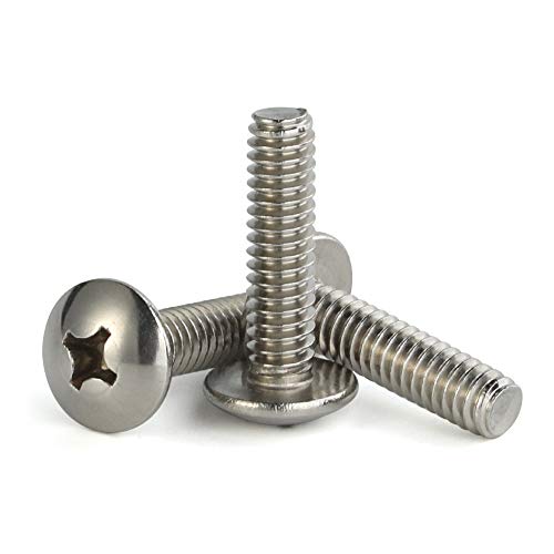 M6-1.0 x 20mm Truss Head Machine Screws, Full Thread, 18-8 Stainless Steel, Quantity 25