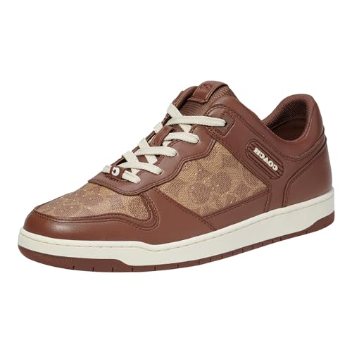 Coach Men's C201 Signature Sneaker, Saddle, 8.5