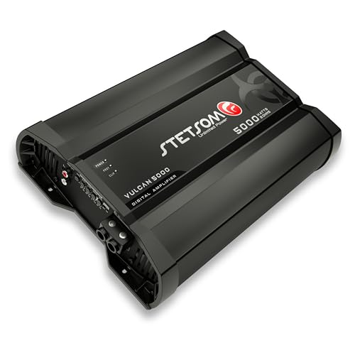 Stetsom Vulcan 5000 2 Ohms Car Amplifier, Mono Full Range 5000.1 5K Watts RMS, 2Ω Stable Car Audio, HD Sound Quality, Crossover & Bass Boost, Car Stereo Speaker Subwoofer MD, Smart Coolers