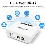 Xiiaozet Wireless USB Server and Print Server, Share USB Devices (Printer, Scanner or More) Over LAN via Ethernet or WiFi Network – Easy Setup (LK300EW)