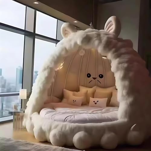 Nordic Faux Fur Sofa – Modern Animal-Inspired Couch with Solid Wood Frame, High-Density Foam, No Assembly Needed – Luxury Ergonomic Accent Furniture for Living Room, Bedroom, or Lounge (Style W)