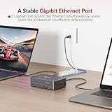 AV Access KVM Switch Dock 2 Monitors 2 Laptops, 4K KVM Switch Dual Monitor, 2 USB-C MST Ports, 60W PD for Each PC, 1G Ethernet, EDID Emulation, 2K@144Hz, 1080P@240Hz, Ideal for Home Office & Gaming