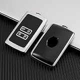 HIBEYO for Renault Kadjar Koleos Clio Scenic Megane Duster Sandero Captur Twingo Soft TPU Car Key Case Fob Cover Skin Holder Smart Remote Car Key Fob Shell Auto Key Accessories Key Less-Silver