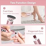 2 in 1 Electric Foot Callus Remover for Feet & Nails, Rechargeable Electric Foot File with 60 Pcs Sandpaper Discs, 9 Speed Controller Cordless Pedicure Tool for Men Women Dead Skin Calluses (Pink)