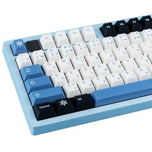 GEKUCAP PBT Keycaps 129 Keys Arctic Keycaps Dye-Sublimation Blue White Japanese Keycaps Cherry Profile Custom Keycaps Set for Gateron Kailh Cherry MX Switch Gaming Mechanical Keyboards