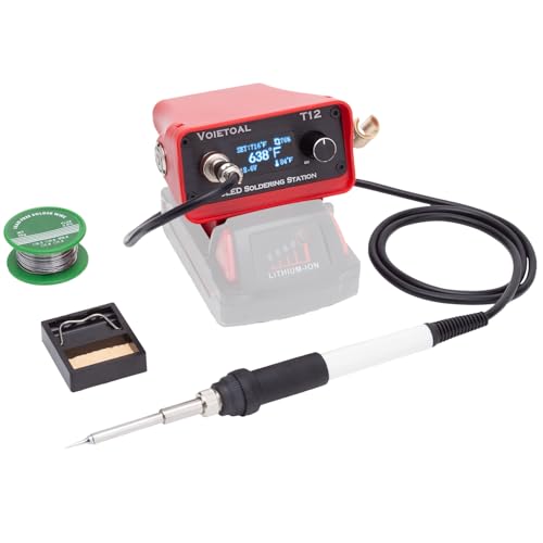 Portable Cordless Soldering Iron Station with T12 Tip for Milwaukee 18V Battery, OLED Display & Auto Sleep, Precise Heat Control up to 896°F, Battery Powered Soldering Iron for DIY, Repair (Tool Only)