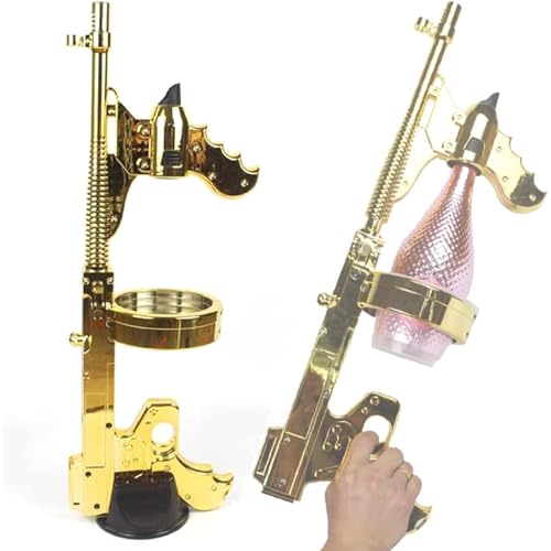 Fucxeoy Champagne Spray Gun, Adjustable Length Champagne Gun Shooter, Multi-Function Champagne Gun Wine Stopper, Bar KTV Atmosphere Props, for Wedding, Lounge Party, Club, Bar, Pool Parties - Gold