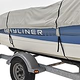 Budge B-611-X6 600 Denier Low Profile Flat Front Boat Cover Gray 20'-22' Long (Beam Width Up to 102") Waterproof, UV Resistant