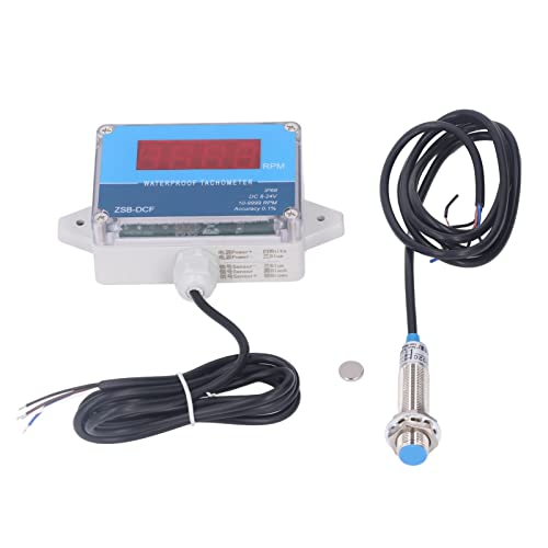 Motor Tachometer LED Digital Display RPM Speed Meter Sensor IP68 DC 8V to 24V