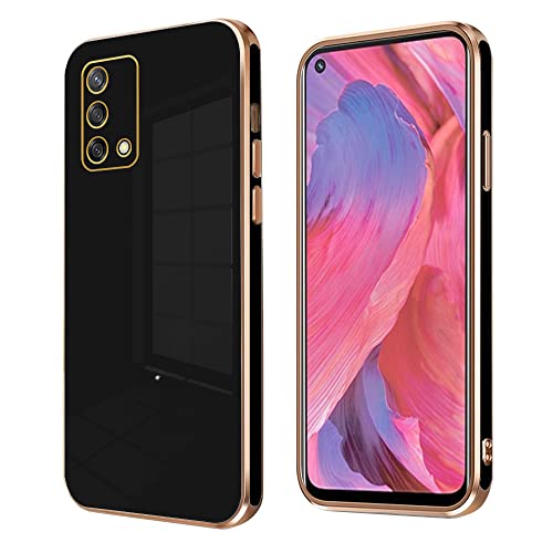 Wousunly Compatible with Realme GT Master Edition Case Silicone Pink, Plating for Realme GT Master Edition Phone Case Shockproof Thin and Soft Cover (Black)