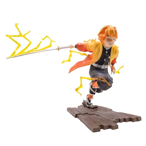 NINJAMO Zenitsu Agatsuma Demon Anime Slayer Thunderclap Attack Pose Action Figure Statue Collectible Hashira Japanese Swordsman Desk Prop