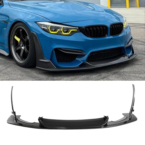 PFRREOR 5PCS LPT Style Front Bumper Lip for BMW F80 M3 F82 M4 2015-2020 Front Bumper Spoiler Splitter with Winglet Front Chin Air Dam (Carbon Fiber Painted)