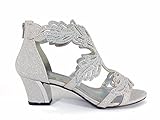 Enzo Romeo Lime03N Womens Open Toe Mid Heel Wedding Rhinestone Gladiator Sandal Wedge Shoes (Silver, 8.5)