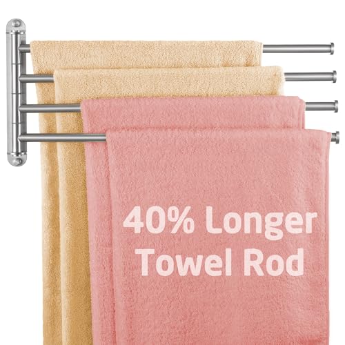 KES Extra Long Swivel Towel Bar 19.5" 4-Arm, Swing Out Towel Rack for Bathroom Wall, Hand Towel Holder for Multiple Towels, SUS304 Stainless Steel Brushed Finish, A2103S4L50-2