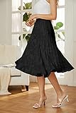 GRACE KARIN Women's Vintage Skirts A-line Pleated Flared Chiffon Skirts Floral Lace Black L