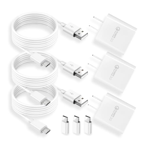 3 Pack 10ft QC3.0 Quick Charger for Arlo Pro 2, Pro, Go, Q, Eufy, Essential Spotlight Camera, Wyze Cam Pan V2 V3, Cloud, Netvue, Yi Home, Oculus Go, Kasa, Blink - Charging Cable Cord