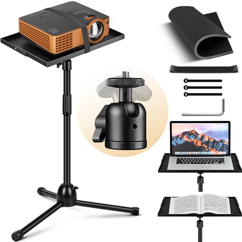 CAHAYA Projector Stand Tripod Adjustable: 18.9 to 41In Height Foldable Heavy Duty Projector Tripod Stand 360° Rotatable Multiple Uses Stand Panel Collapsible for Studio Outdoor Movie Stage Home