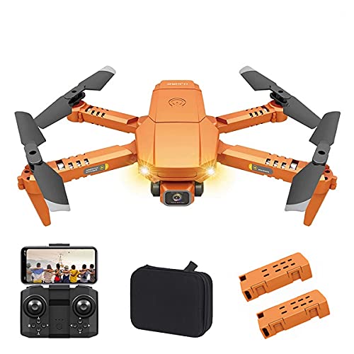 HJ78 RC Mini Drone with Camera 4K for Kid Adult Dual Camera Altitude Hold Gesture Photos Video 3D Filps Track Flight RC Quadcopter with Storage Bag (2 Batteries) (Orange)