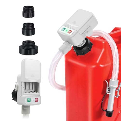 KOULATE Battery-Powered Fuel Transfer Pump - No Spill Portable Siphon with 3 Adapters & Auto Shut-Off for Gas/Diesel/Kerosene/Water (3.2 Gallons Per Min,12LPM) (Gray)