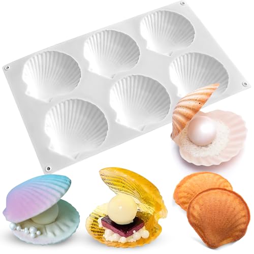 SIQINZONGWA Shell Shaped Silicone Molds, Seashell Baking Molds Marine Theme Chocolate Cake Fondant Molds 3D Ocean Epoxy Resin Crafting Projects