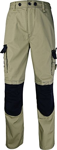 Panoply Men's Workwear Trousers Work Pants Reinforced with Knee Pad Pockets Medium - 28"-32" Waist - 31" Leg Beige with Black
