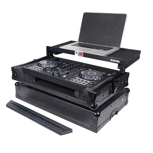 ProX X-DDJFLX4LTBL ATA Flight Road Case For Pioneer DDJ-FLX4 DDJ-SB3 DDJ-400 DJ Controller with Laptop Shelf - Black Finish