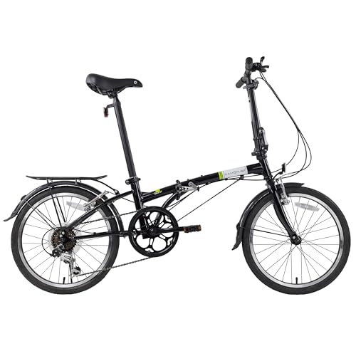 Dahon Dream D6 Folding Bike for Adults,20-inch Wheels Stable Riding Hi-Ten Steel Frame,6-Speed V Brake (Black, 20 Inch)