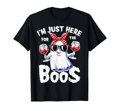I'm Just Here For The Boos Halloween Women Ghost Cute Funny T-Shirt