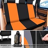 Fabbay 21 Pcs Car Seat Covers Full Set Car Floor Mats Steering Wheel Cover Armrest Seat Belt Pad Seatbelt Cup Mats Emblem Ring Sticker for Sedans Trucks SUV(Black, Orange)