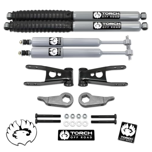 TORCH 3" Front 2" Rear Full Leveling Lift Kit compatible with 1998-2011 Ford Ranger 4X4 and Torsion Bar Suspension 2WD models (Edge and Sport) with Extended Front and Rear Shocks