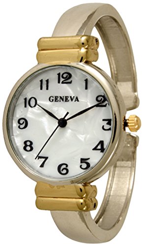 Geneva Metal Bangle Watch Classic Easy Read (Shinny Two Tone)