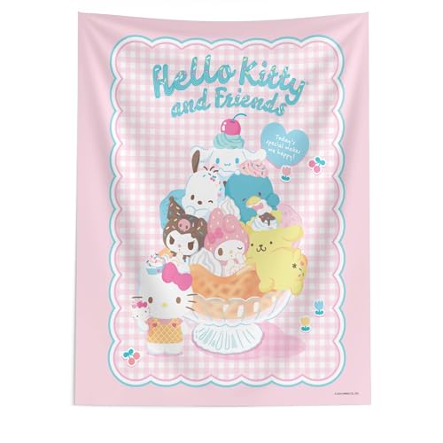 Northwest Hello Kitty Wall Hanging Tapestry, 50" x 60", Ice Cream Parlor