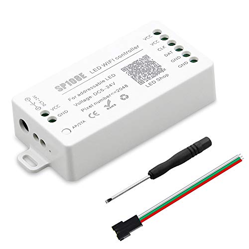 ALITOVE WS2812B WS2811 WS2801 LED WiFi Controller, iOS Android App Wireless Remote Control DC 5V~24V SP108E for SK6812 SK6812-RGBW WS2812 WS2813 WS2815 AL2815 Digital Addressable RGB LED Pixels Strip