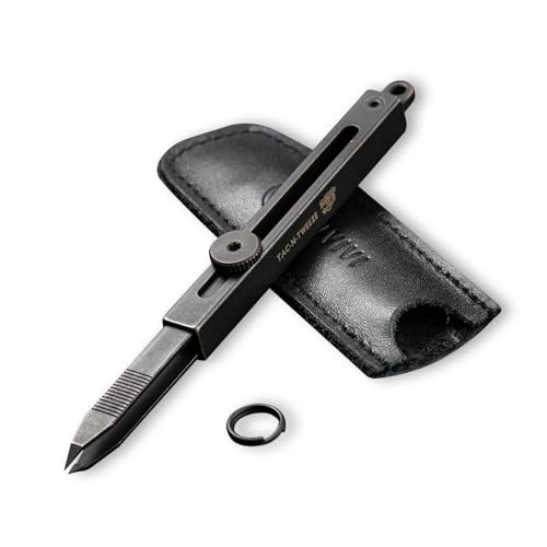 CIVIVI Precision Tweezers for Splinters, Retractable Tweezers with Leather Sheath for Men EDC Easy Keychain Carry, Tac-N-Tweeze Tweezers Designed By Bob Terzuola C19062B-A