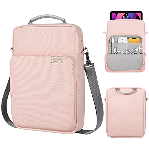 MoKo 9-11 Inch Tablet Sleeve Bag Handle Carrying Case with Shoulder Strap Fits New 11-inch iPad Pro M4/iPad Air M2, iPad 10th 10.9, iPad 9/8/7th 10.2, iPad Air 5/4th 10.9, Tab S8/S9 11, Pink