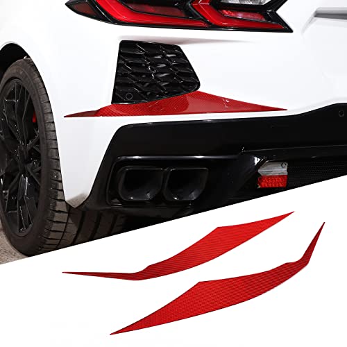 Soft Carbon Fiber Rear Air Intake Vent Trim Compatible with Chevrolet Corvette C8 Stingray 2020-2024, Back Bumper Side Air Inlet Vent Decoration Sticker, 2PCS (Red)