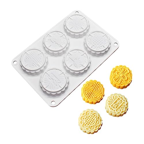 6 Flower Silicone Cake Mold Handmake DIY Bread Mould Silicone Moulds For Cake Mooncake Mold Cake Tools (Mooncake O_8.52 X5.8 X0.84 inch)