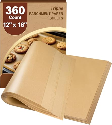 360 Count 12"x 16" Heavy Duty Parchment Paper Baking Sheets, No-Stick & No-Leak Unbleached Baking Paper, Pre-cut Half Parchment Paper Sheets for Oven, Air Fryer, Microwave