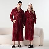 Cambkatl Men's Shawl Collar Plush Robe, Cozy Soft Fleece Bathrobe Classic Long Lenght Spa Robes with Pockets