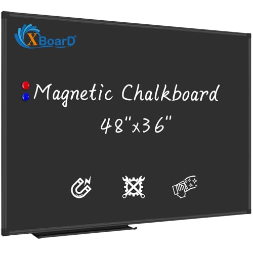 XBoard Magnetic Chalkboard Blackboard 48 x 36, Chalk Board/Black Board with 2 Magnets, Black Aluminium Frame