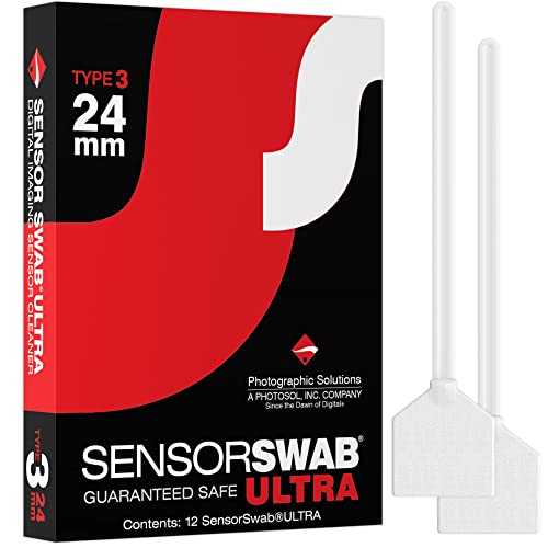 Photographic Solutions Sensor Swab Ultra 24mm Type-3 Digital Imaging Sensor Cleaner Swabs for Cleaning Full Frame Mirrored or Mirrorless Cameras. Sensor Dust & Oil Remover (Pack of 12)