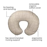 Boppy Organic Original Nursing Pillow, Sand Criss Cross, Ergonomic Nursing Essentials for Bottle and Breastfeeding, Firm Hypoallergenic Fiber Fill with 100% Organic Cotton Pillow Cover